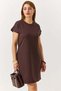 Women's Short Sleeve Crew Neck Midi Dress Brown - 2