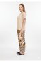 Beige T-Shirt Pajamas Set | Animal Print Loungewear | Rayon Comfort Nightwear - 2