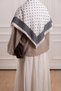 Floral Polka Dot Patterned Soft Scarf White