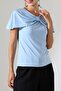 Stoned Sandy Fabric Cape Collar Blouse - 4