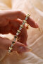 Gold Color Heart and Stone Classic Bracelet