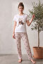 Short Sleeve Patterned Summer Women's Pajama Set - 5
