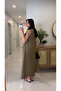 Folse Khaki Sleeveless Linen Dress - 2