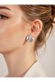 Brass Silver Color Embroidered Square Model Women's Earrings - 2