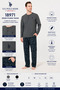 Men's Long Sleeve Placketed Collar Cotton Pajama Set with Pockets Bottom Pajama