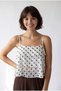 4943 Women's Polka Dot Chiffon Ruffled Strap Crop Blouse White - 4