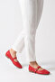 Nikol Women's Genuine Leather Ballerinas - Red - 7
