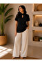 Women's Stand Collar Drop Detailed Short Sleeve Sandy Blouse