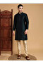 Mens Self Design Jacquard Silk Kurta Set - 4