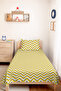 Yellow Zigzag Geometric Youth Room Single Pique Set - Navy Blue 160X220 cm Quilted Bedspread - 2
