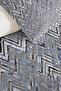 Blue Gray Geometric Youth Room Single Pique Set-Modern Zigzag 160X220 cm Quilted Bedspread - 3