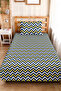 Navy Blue Geometric Zigzag Young Room Single Pique Set - Yellow 160X220 cm Quilted Bedspread - 6