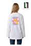 Summer Vibe Themed Wide Sleeve Oversize Long Sleeve White Tshirt 100% Cotton Summer T-Shirt