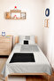 Black Geometric Youth Room Single Pique Set - Modern Striped 160X220 cm Quilted Bedspread - 4