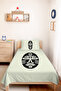 Ethnic Minimal Cream Young Room Single Pique Set - Black Geometric 160X220 cm Bedspread - 5