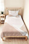 Beige Geometric Youth Room Single Pique Set - Modern Ecru 160X220 cm Quilted Bedspread - 5