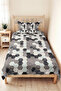 Gray Geometric Modern Young Room Single Pique Set - Anthracite Marble 160X220 cm Bedspread - 4