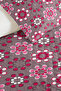 Pink Floral Geometric Single Pique Set - Gray Nostalgic 160X220 cm Quilted Bedspread - 3