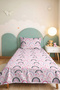 Rainbow Pastel Pink Girls' Pique Set - Hearted Lilac Gray Baby Room Bedspread - 160X220 cm - 8