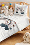 Rainbow Pastel Boy's Room Single Pique Set - Bohemian Blue Tile 160X220Cm Bedspread - 2
