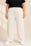 Battal Size Wrinkled Fabric Elastic Waist Lace-Up Wide Leg Palazzo Trousers - White - 4