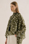 Patterned Cape Blouse Green Polka Dot - 6