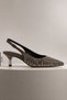 Women's Coffee Stone Open Back Evening Dress Shoes 5.5 cm Heel Comfortable Full Fit. - 3
