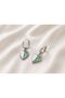 Steel Green Enamel Heart Dangle Hoop Earrings - 3