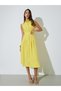 Yellow Casual Shirt Midi Dress with Fold Pleat - 3