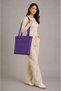 Women's Premium Purple Zippered Hand and Shoulder Bag Fabric Tote Bag Canvas Bag