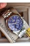 Functions Active, in Stylish Box, Silver Steel Cord, Navy Blue Dial, Men's Wristwatch with Calendar + Chain Bracelet - 3