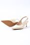 Genuine Leather Beige Women's Shoes with Back Strap and Heel - Z8583 - 5