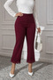 Women's High Waist Laser Floral Cut Detailed Wide Leg Imported Crepe Trousers - 2