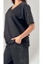 Women's Spreader Stone Detailed V-Neck Oversize T-Shirt Pants Set - 7
