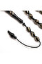 Kuka Wood Bead Strand 33 Beads 7.5x11.5mm Black Oval Beads 20.5g Copper & Silver Inlay - 2