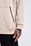 Men's Crochet Embroidered Hooded Sweatshirt Light Beige - 7