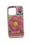 Pink Flowers Phone Case for iPhone 12/ 13/14/15(Promax), Cute 3D Interest Colorful Flowers Protective Soft Silicone iPhone Case for Women Girls - 3