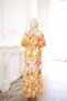 Yellow Half-Buttoned Layered Dress with Elastic Sleeves - 5