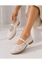 Women's Strappy, Floral Embroidered, Tulle Detailed, Elegant, Casual and Special Occasion Ballerinas - 2