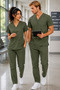 Lycra Scrubs Medical Uniform, Nurse Doctor Hospital Uniform, Men and Women, Healthcare Staff Uniforms, Navy Blue, Purple, Beige, Gray, Burgundy, Coffee, Orange, Blue, Mint, Sage Green, Green, Khaki - 7