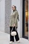 Striped Buttoned Modal Tunic with Side Laces -Khaki - 4