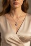 Steel Necklace with Pink Stone Snowflake Figure - Stylish and Durable Women's Necklace - 2
