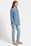 Wide Fit Tencel Shirt with Sleeve Detail - Blue - 3
