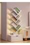 CozyNest Tree-Shaped Wooden Bookshelf, Multi Tier Floor Standing Bookcase Storage Organizer Open Shelf Book Rack - 2