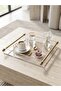 Crystal Mica Presentation Tray - Transparent Organizer with Brass Plated Metal Handles 25X21 cm