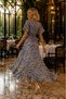 70% Viscose 30% Silk Deep V-Neck Front Flounce Tie-Waist Women's Summer Dress - 4