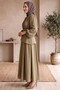 Drawstring Asymmetrical Layered Detailed Hijab Dress - Balloon Sleeve Cape Dress - 2