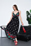 Full Length Straps Double Breasted Me Gathered Viscose Dress - 4