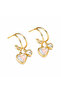 Gold Pearlescent Stone Heart Double Hoop Earrings - 3