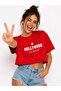 Women's Crop T-Shirt Hollywood Printed Oversize Relaxed Fit Short Tshirt